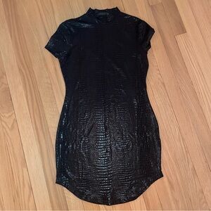 Shein black faux snake ski shirt sleeve mini dress small